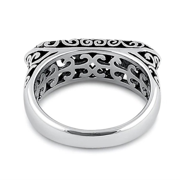 925 STERLING SILVER Unique Floral Swirls Statement Ring - Picture 16 of 16